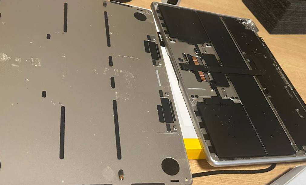 MacBook display frame prepared for a replacement screen